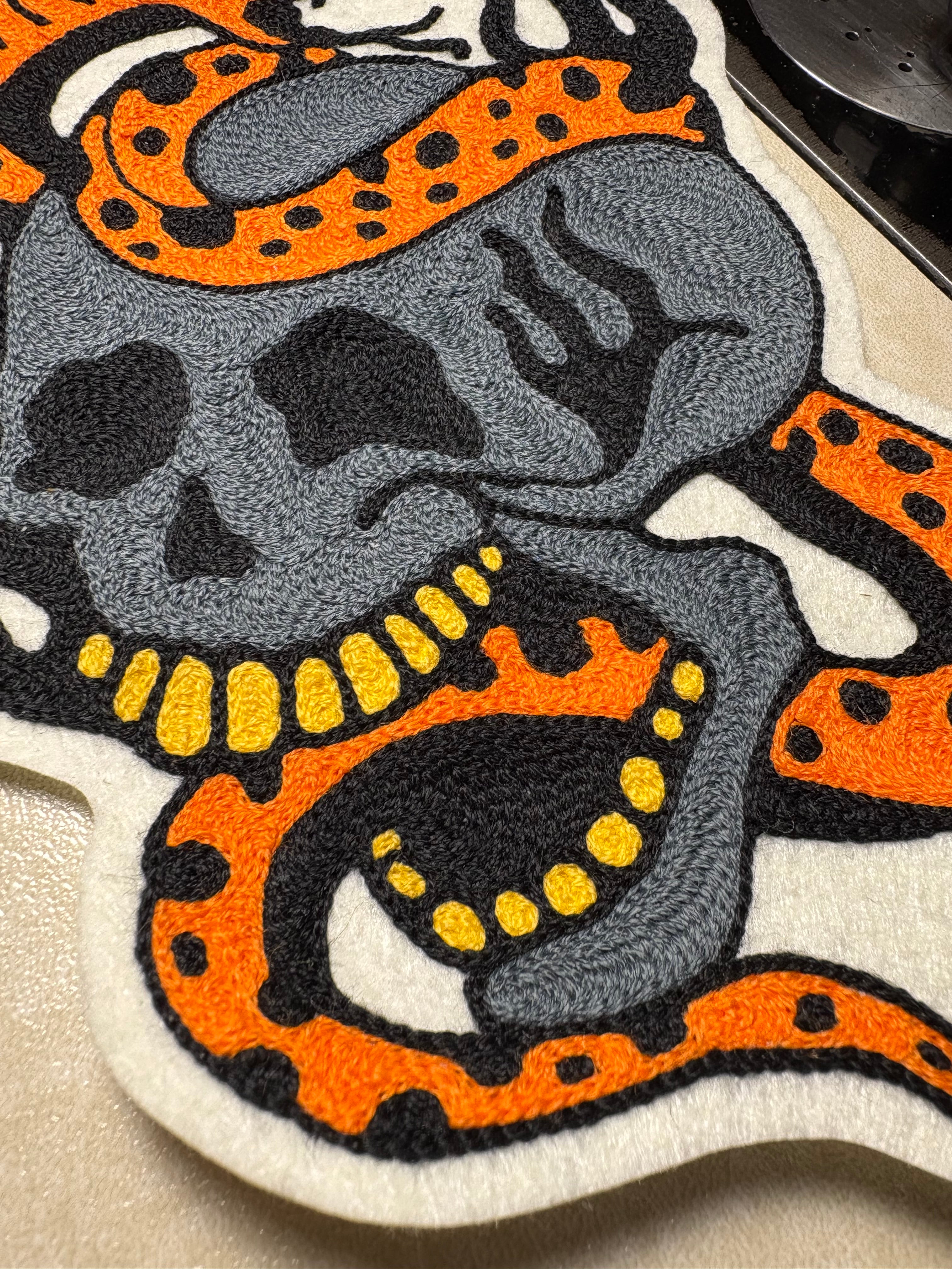 Skull & Snake - Chainstitch Patch