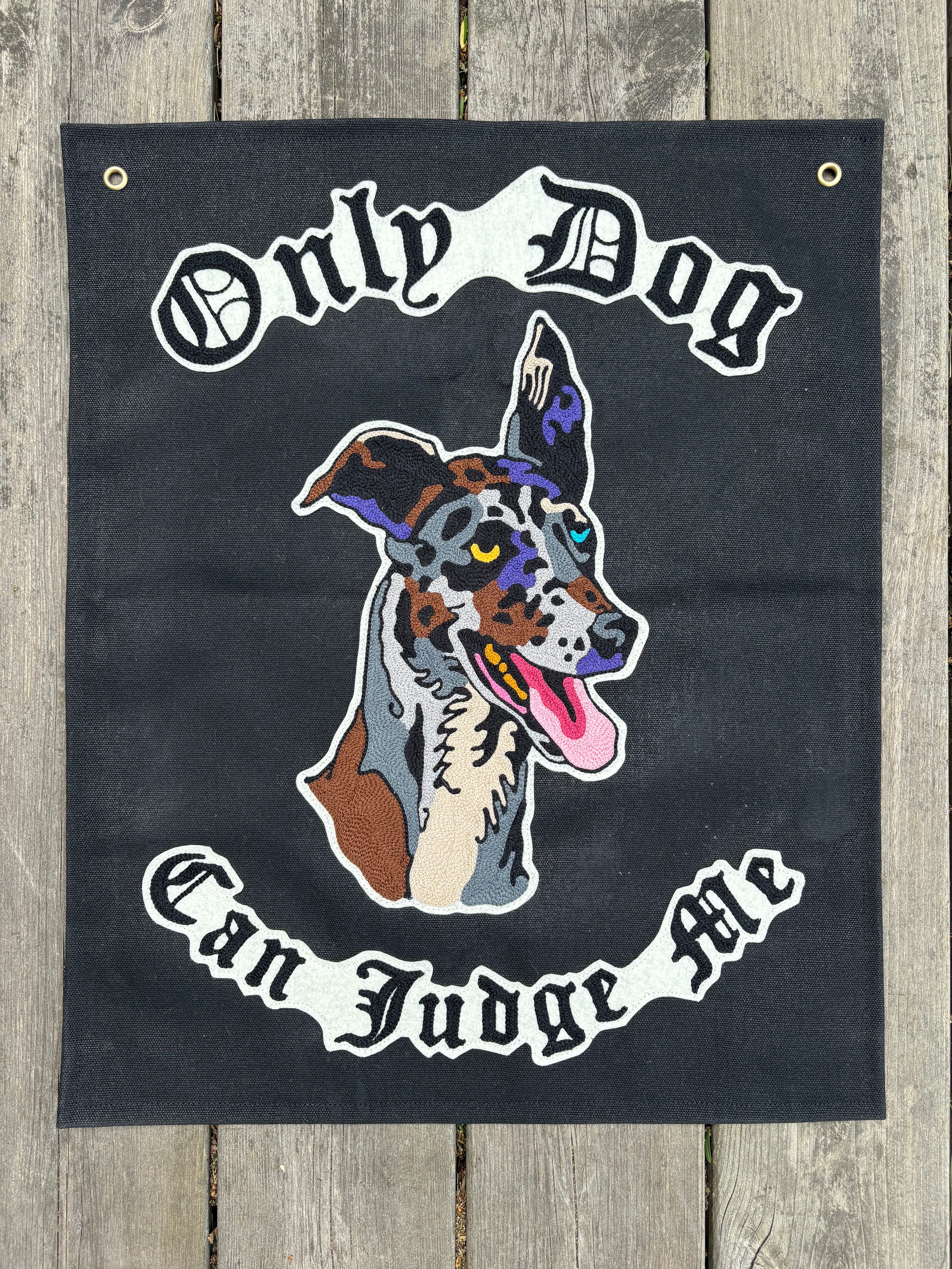 Only Dogs - Chainstitch Wall Piece